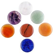 TUMBEELLUWA 1Set 7 Chakra Stone Set,Polished Flat Worry Stones Palm Pocket Stones Healing Crystal for Reiki Meditation Balancing 2024 - buy cheap