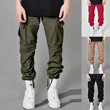 Pantalones Cargo para hombre, ropa de calle masculina de estilo Hip hop, informales, harén, largos hasta el tobillo, con cintura elástica, color negro y verde militar 2024 - compra barato