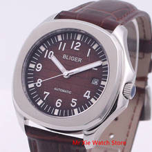 Bliger 40 мм автоматический механический мужской роскошный бренд часов квадратный футляр для часов кожаный ремешок сапфировое стекло светящиеся наручные часы для мужчин 2024 - купить недорого