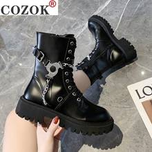 Mulheres botas de tornozelo gótico zip estilo punk plataforma sapatos goth inverno rendas botas chunky calcanhar sexy corrente 2020 p444 2024 - compre barato