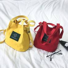 Bolsas de lona do vintage artístico feminino bolsa de ombro simples cor sólida fivela bolsa balde saco de pano moda mensageiro sacos 2024 - compre barato