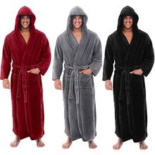1PC Men's Nightgown Men Winter Keep Warm Loose Oversize Plush Lengthened Shawl Bathrobe Home Clothes Long Sleeved Robe Coat c50 2024 - buy cheap