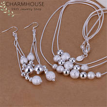 Charmhouse Silver 925 Jewelry Sets For Women 3 Layer Beads Long Tassel Pendant Necklace +Earrings 2 pcs Costume Jewelry Set 2024 - buy cheap