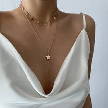 Boêmio estrela gargantilha cor de ouro em camadas colar para mulher longa corrente lariat y colar estético collier jóias 2024 - compre barato
