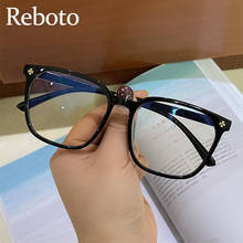 Armação de óculos feminino quadrado azul, lentes transparentes vintage, armação de óculos ótico marca fashion transparente 2024 - compre barato