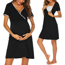 Летнее платье для беременных женщин Пижама с длинным рукавом ночная рубашка для беременных кормящих матерей ночная рубашка для грудного вскармливания одежда для сна Vestido 2024 - купить недорого