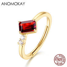 Женское кольцо с большим красным кристаллом Anomokay, новое дизайнерское кольцо с изменяемым размером из 100% стерлингового серебра с белым фианитом, роскошное ювелирное изделие, подарок 2024 - купить недорого