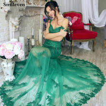 Smileven-vestido de noche de sirena verde oscuro, Formal, para baile de graduación, largo, con cuentas de cristal, para fiesta, hecho a medida 2024 - compra barato