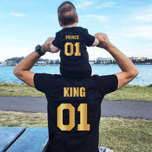 KING PRINCE Print Fashion Cotton Family Matching Clothes Father Son Daughter Kids Clothes Family Look Baby Dad Matching Outfits 2024 - buy cheap