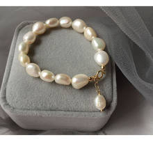 Wholesale Natural Freshwater Pearl White 8-10MM Irregular Pearl Bracelet 2024 - buy cheap