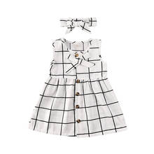 Verão recém-nascido da criança do miúdo da menina do bebê princesa roupas xadrez vestido outfit 2024 - compre barato