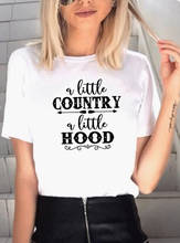 Camiseta de algodón de manga corta con estampado de A Little Country A Little Hood para mujer, con cuello redondo Camiseta holgada, camiseta informal para mujer 2024 - compra barato