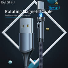 Kaiqisj-cabo magnético micro usb tipo c 3a, acessório para recarga, com rotação de 360, para iphone 8 plus xr 11, xiaomi redmi 2024 - compre barato