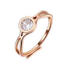 Office Style Titanium Stainless Steel Love CZ Crystal Rings Rose Gold Simple Cocktail Party Ring For Women Girl R20029 2024 - buy cheap