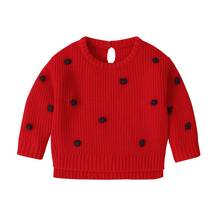 Suéter informal para niños, prendas de vestir exteriores cálidas para niños, ropa de otoño, diseño de bola de felpa, prendas de punto 2024 - compra barato