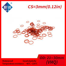 Junta de goma de silicona resistente al agua, CS VMQ OD21 3mm/22/23/24/25/26/27/28/29/30mm, 2 unids/lote 2024 - compra barato