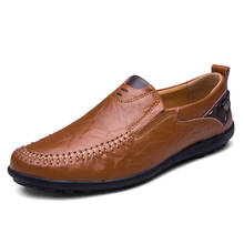 Sapatos casuais leves de couro, mocassins masculinos de couro, mocassins baixos, slip-on, sapatos de trabalho, escritório, tamanhos grandes 38-47 2024 - compre barato