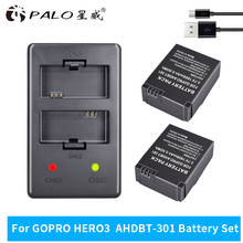 Palo 3.7v 1600mah li-ion AHDBT-301 ahdbt 301 bateria recarregável + carregador duplo usb para gopro AHDBT-301 AHDBT-201 brandnew 2024 - compre barato
