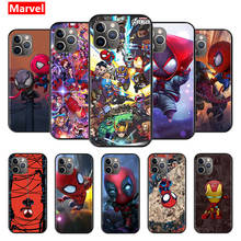Marvel Avengers Super Hero Cartoons For Apple iPhone 12 11 XS Pro Max Mini XR X 8 7 6 6S Plus 5 SE 2020 Soft Black Phone Case 2024 - купить недорого