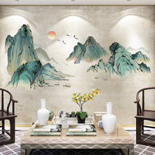 Chinese Large Landscape Wall Stickers Living Room Decoration Scenery Painting Mural Home Office Decor Modern Bedroom Aesthetic 2024 - buy cheap