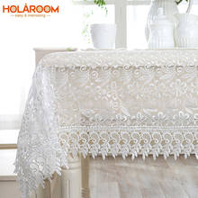 Toalha de mesa bordada com renda branca, decoração de casamento, translúcida, toalha de mesa floral para mesa de chá e jantar 2024 - compre barato