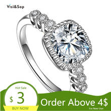 Женское кольцо с цирконием Visisap, белое кольцо с геометрическим рисунком, подарки на годовщину, модные ювелирные изделия, оптовая продажа B578 2024 - купить недорого