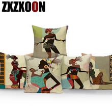 African Ethnic Woman Girl Cushion Cover Decorative Pillow Case Linen Color Cloth Throw Pillow Cushion Cover for Sofa Home Decor 2024 - buy cheap