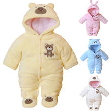 Macacão de inverno para bebês, roupas infantis quentes de algodão com capuz de desenho animado para meninas e meninos 2024 - compre barato