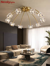 Luxury brass lustre living crystal chandeliers led ceiling lamp bedroom copper kitchen fixture minimalist lighting crystal shade 2024 - buy cheap