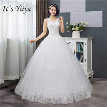 It's YiiYa New V-neck Wedding Dresses Simple Off White Sequined Cheap Wedding Gown De Novia HS288 2024 - купить недорого