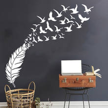 Pena delicada pássaro adesivo de parede vinil decoração do quarto decalques adesivos para crianças decoração do quarto decalque casa decorativa 2024 - compre barato