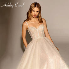 Атласное свадебное платье Эшли Кэрол, ТРАПЕЦИЕВИДНОЕ, на тонких бретелях, с открытой спиной, для невесты, 2021 2024 - купить недорого