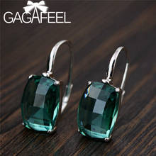 GAGAFEEL Vintage Green Crystal Earrings For Women Exquisite Crystal Dangle Earrings 925 Silver Jewelry Green Square Drop Earring 2024 - buy cheap