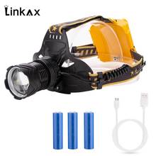 P50 headlamp 3*18650 battery led head light 7 modes 5000LM waterproof high powerful rechargeable zoomable camping light 2024 - buy cheap