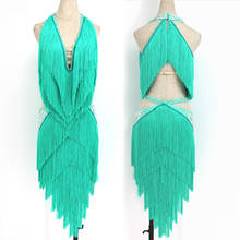 Элегантное платье для латиноамериканских танцев мятно-зеленое платье стразы с цветами для соревнований платье с бахромой юбка для клуба певицы сценический костюм для выступлений 2024 - купить недорого