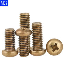 M3 x 0.5 ( 3mm )  Solid Brass Phillips Round Pan Head Machine Screws DIN 7985 A GB 818 bolts 2024 - buy cheap