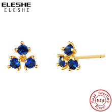 ELESHE Wholesale Crystal Flower Stud Earrings 925 Sterling Silver with 18K Gold Plated Earrings For Women Fashion Jewelry 2021 2024 - buy cheap