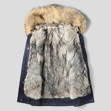 Casaco de inverno masculino natural lobo forro parka gola de pele de guaxinim real jaqueta quente winterjas L12-5500 my1665 2024 - compre barato