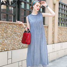 Vestido de verano de seda Real para mujer, ropa coreana Vintage para playa, elegante, para fiesta, 38876 YY2771 2024 - compra barato