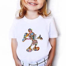 Розовый Микки Минни Маус футболка с коротким рукавом на мальчиков 2021 мода в европейском и американском стиле; Мода Instagram для девочек; Детская одежда; Летнее «личика» из мультфильма для девочек 2024 - купить недорого