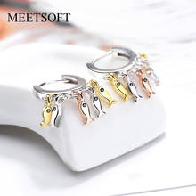 MEETSOFT Trendy 925 Sterling Silver Cute Fish Teassl Zircon Hoop Earrings for Women Party Fine Jewelry Accessory wholesale Gift 2024 - buy cheap