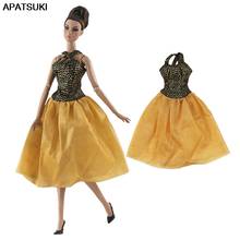 Модное короткое платье для куклы Барби золотисто-коричневого цвета одежда наряды вечернее платье принцессы Аксессуары для куклы Барби 1/6 детская игрушка 2024 - купить недорого