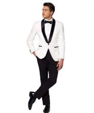 Traje de boda ajustado para hombre, traje de 2 piezas, traje de novio, esmoquin, Blazer de graduación, chaqueta blanca y pantalones negros 2024 - compra barato