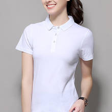 Camisa polo feminina moderna e casual de verão, camiseta polo nova de algodão com manga curta, camiseta polo feminina plus size, 2019 2024 - compre barato