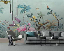 beibehang Custom 3d wallpaper murals medieval hand-painted tropical rainforest flowers and birds background wall papel de parede 2024 - buy cheap