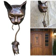 Batedor de resina para porta de gato e mouse, ornamento para parede, estátua de metal fundido, proteção de plantas, acessórios de decoração para casa 2024 - compre barato