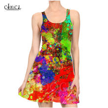 CLOOCL-vestido de verano con estampado 3D de salpicaduras, Sexy, sin mangas, plisado 2024 - compra barato