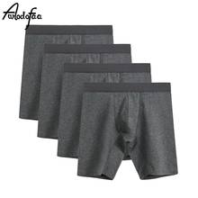 4Pcs/lot Quality Men Plus Size Long Boxers Underwear Mens Cotton Long Leg Boxers Underpants U Convex Pouch Bikini Male Panties 2024 - buy cheap