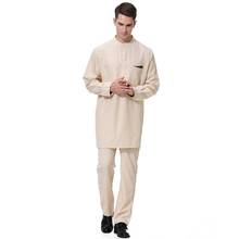 Túnicas musulmanas árabes para hombres, traje de caftán islámico Abaya Jilbab musulmán, servicio de adoración Eid, Oriente Medio, Ramadán, Thobe, Thawb, camisa, Pantalones 2024 - compra barato