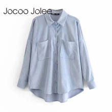 Jocoo Jolee England Style Oversize Corduroy Shirt Women Spring Long Sleeve Pockets Loose Blouse Boyfriend Tops and Blouses 2024 - buy cheap